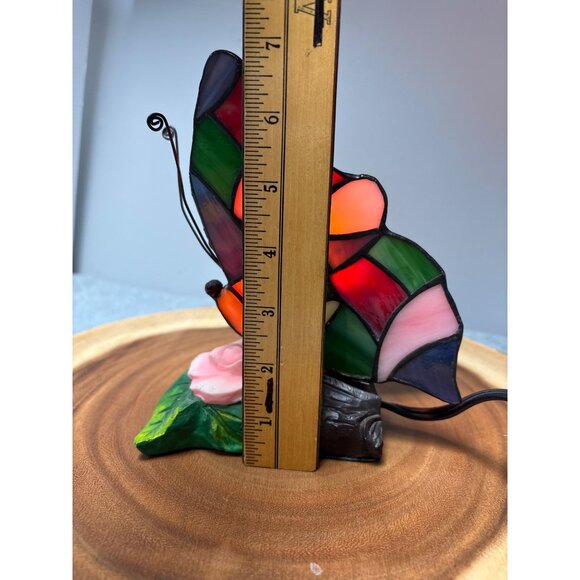 Stained Glass Butterfly Accent Lamp with Rose Base - Picture 7 of 9